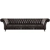 AEA Exklusive Braune Chesterfield Ledercouch 4-Sitzer Wohnzimmer Möbel