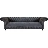AEA Textil Möbel Sofa Viersitzer Couch Grau Chesterfield Wohnzimmer Einrichtung