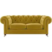 AEA Sofa Zweisitzer Couch Gelb Wohnzimmer Chesterfield Textil Luxus Einrichtung