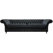 AEA Chesterfield Schwarzer Zweisitzer Designer Wohnzimmer Sitzmöbel Couch