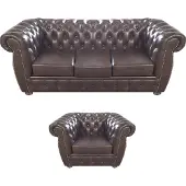 AEA Braun Sofa Dreisitze Couch Chesterfield Leder Sessel Möbel Sitz Wohnzimmer