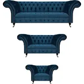 AEA Sofagarnitur Sitzmöbel Wohnzimmer Chesterfield Polster Sitz 3tlg Luxus Komplett