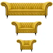 AEA Gelbe Chesterfield Sofagarnitur Luxuriöse Sofas Sitzmöbel Polstercouchen