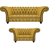 AEA Luxus 2x Sofas Gelb Modern Möbel Wohnzimmer Sofagarnitur Sitz Chesterfield