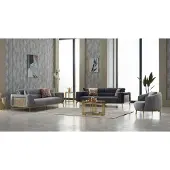 AEA Couchgarnitur Sofa Polstersofa Dreisitzer Stoffsofa Grau Sessel 3tlg