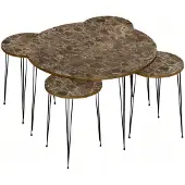 AEA Eleganter brauner Holz-Couchtisch mit Beistelltischen im modernen Stil