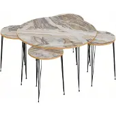 Xl Moebel Gmbh Mehrfarbiger Holz-Couchtisch mit Beistelltischen im modernen Stil
