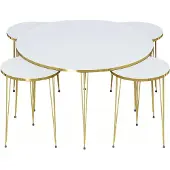 AEA Eleganter weißer Holz-Couchtisch mit Beistelltischen im modernen Stil