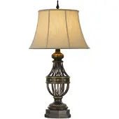 Elstead Lighting Lampe de table avec abat-jour Augustine, couleur brun-crème, 1xE27x60W, tissu, dimensions : 89,5 x 50,8 x 50,8 cm, IP20, Feiss