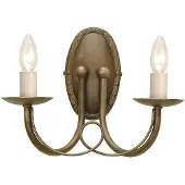 Elstead Lighting Applique murale Minster, noir-patine dorée-crème, 2xE14x60W, métal, dim. : 19x26x14,5 cm, IP20, Elstead