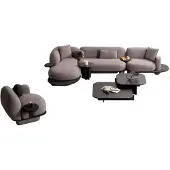 AEA Exklusive Graue Wohnzimmer Polstergarnitur Ecksofa Couchtisch Sessel