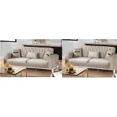 AEA Stilvolle Beige Polstergarnitur Designer Dreisitzer Stoffsofas Couch