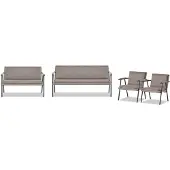 AEA Arbeitszimmer Sitzmöbel Grauer Dreisitzer 2-Sitzer 2x Textil Sessel 4tlg