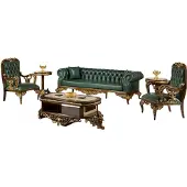 AEA Chesterfield Sofa Art déco Couchtisch Beistelltisch Lux Loungesofa 6tlg. Set