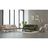AEA Komplette Couchgarnitur Polstersofa Dreisitzer Sessel Grün Stoffsofa