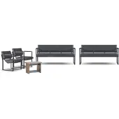 Xl Moebel Gmbh Schwarz-Braune Arbeitszimmer Garnitur Edle 3-Sitzer 2x Sessel Couchtisch