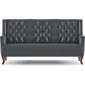 AEA Chesterfield Sofa Schwarz Couch Klassisch Dreisitzig Ledersofa Holz Weich