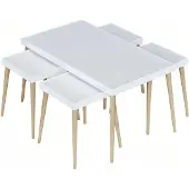AEA Weißer moderner Couchtisch mit Beistelltischen aus Holz