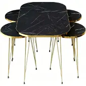 Xl Moebel Gmbh Schwarzer Holz-Couchtisch mit Beistelltischen im modernen Stil
