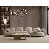 AEA Ecksofa Beige Holz/Textil modern stilvoll