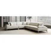 AEA Elegante L-Form Couch Beiges Wohnzimmer Polstersofa Edles Ecksofa