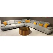 AEA Graues Wohnzimmer L-Form Sofa Designer Polstercouch Textil Ecksofa
