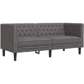 vidaXL Ensemble de canapé Chesterfield 3 pièces Gris Similicuir