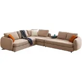 AEA Beiges L-Form Polstersofa Wohnzimmercouch Designer Sofa Metallfüße