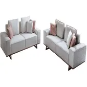 AEA Weiße Textilsofas Designer Polstercouchen Edle Wohnzimmer Garnitur