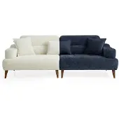 AEA Weiß-Blaue Wohnzimmer Polstercouch Designer 3-Sitzer Textilsofa