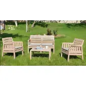 AEA Gartenmöbel-Set beige 2-Sitzer-Sofa zwei Sessel Couchtisch 4 Teile