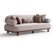 AEA Beiger Polster Dreisitzer Wohnzimmer Designer Textilsofa Sitzsofa