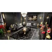 AEA Stilvollle Schwarze Couchgarnitur Designer 3-Sitzer Couchtisch 3tlg