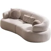 AEA Moderne Beige Wohnzimmer Couch Luxuriöser 3-Sitzer Polstercouch