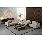 AEA Beiges Ecksofa L-Form, 8-teilig, Modern, Mit Kissen, Couchtische
