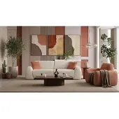 AEA Wohnzimmer Set 3 Sitzer Sofa Sessel Modern Beige Schick Schön