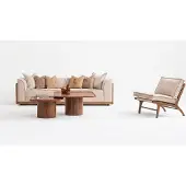 AEA Sofa Garnitur Sessel Kaffeetisch Modern Beige Edel Holz Couch