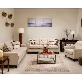 AEA Beiges Sofa set 3-Sitzer Sofa Sessel Wohnzimmer textil Polstermöbel