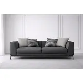 AEA Dunkelgrauer 3-Sitzer Wohnzimmer Polstercouch Edles Textilsofa