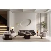 AEA Wohnzimmer Set 2x 3-Sitzer Sofa Sessel Beige Grau Stoff Modern