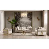 AEA Beiges Sofa-Set 3Sitzer Sofa Sessel Modern Wohnzimmer Bequem Hochwertig