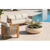 AEA Gartenlounge Set 3Sitzer Sofa Sessel Beige Kissen Bequem