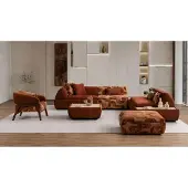 AEA Ecksofa L-Form Sessel Pouff Kaffetisch Braun Wohnzimmer Modern bequem