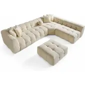 AEA Ecksofa L-Form Beige Stoff Modern Fließende Linien Wohnzimmer