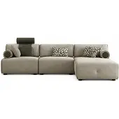 AEA Ecksofa Beige Modern Wohnlandschaft Modulsofa Ottomane Kopfstütze