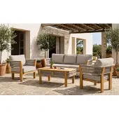 AEA Gartenlounge Set 3-Sitzer sofa Sessel Beige Kissen Modern Couchtisch