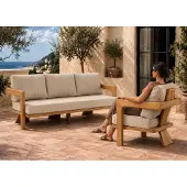 AEA Gartenlounge Set 3-Sitzer Sofa Sessel Beige Kissen Modern