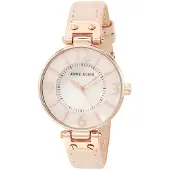 Anne Klein Montre pour femme , bracelet en cuir, couleur blush/rose doré