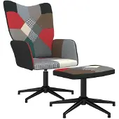 vidaXL Fauteuil relax avec pouf Patchwork Tissu