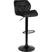 EHokery Tabouret de bar Grappo Black velours, hauteur réglable